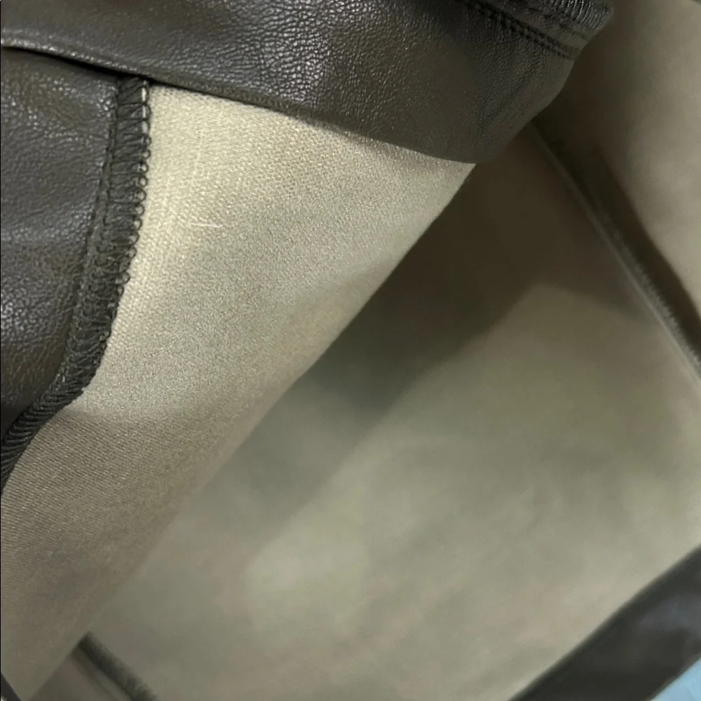 Shinestar Olive Leather Skirt with Zipper - Picture 7 of 11